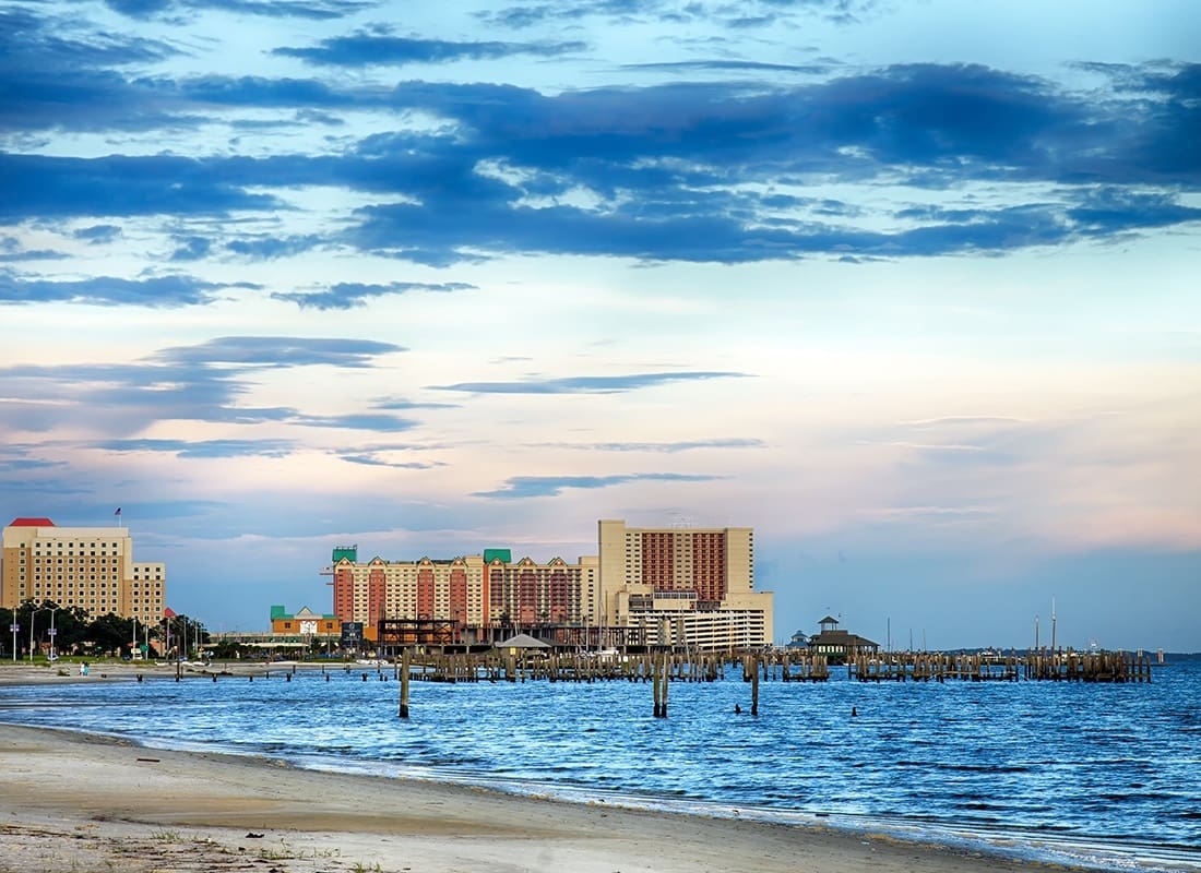 Biloxi, MS - Biloxi, Mississippi, Casinos and Buildings by the Ocean