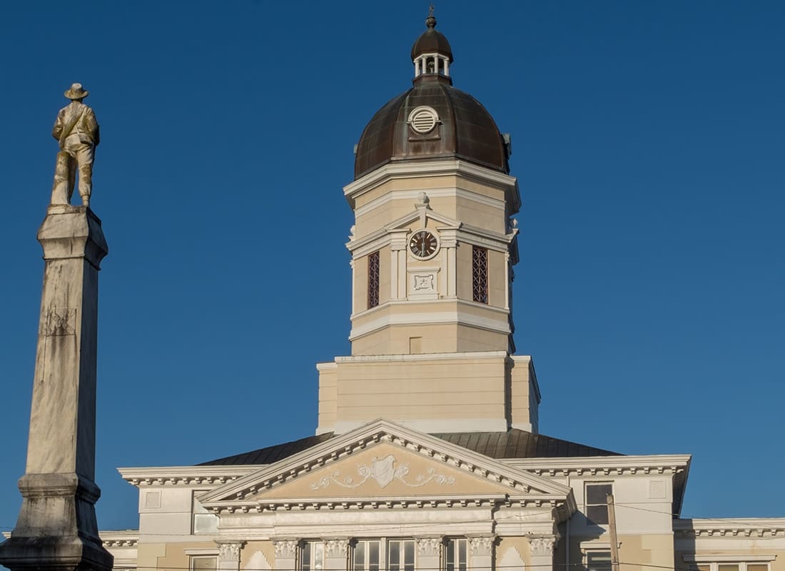 Port Gibson, MS - Claiborne County Courthouse at Port Gibson, Mississippi on a Sunny Day