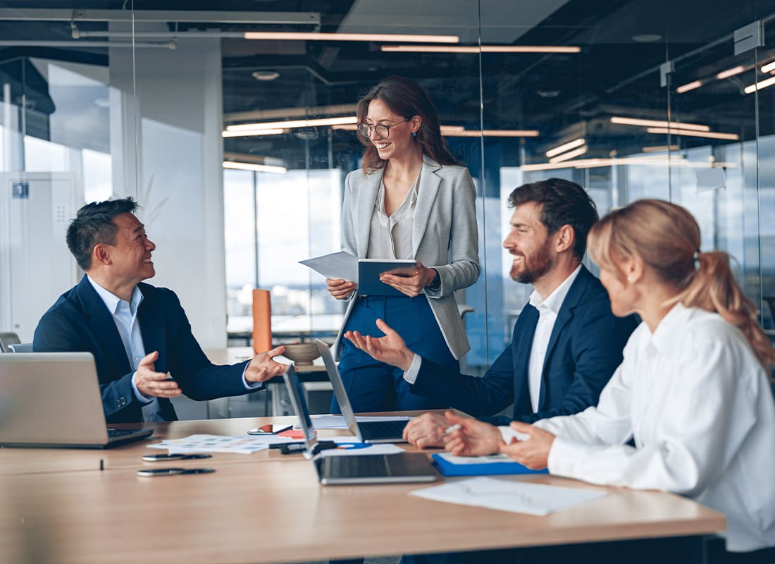 Union, MS - Group of Business People Partners During a Set Team Meeting in the Modern Office